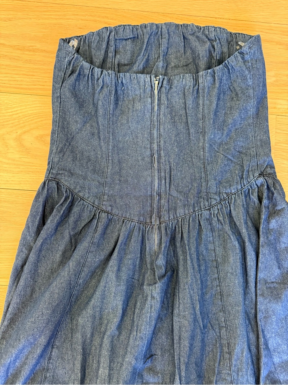 Active USA Strapless Denim Maxi Dress in Blue - Picture 8 of 8